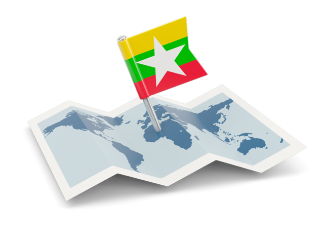 Флажок с картой. Скачать флаг. Мьянма