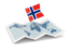 Norway. Flag pin with map. Download icon.