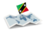 Saint Kitts and Nevis. Flag pin with map. Download icon.