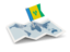 Saint Vincent and the Grenadines. Flag pin with map. Download icon.