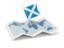 Scotland. Flag pin with map. Download icon.
