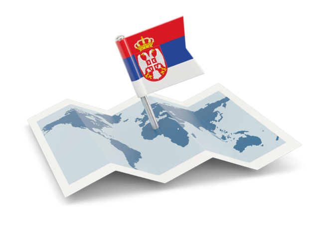 Флажок с картой. Скачать флаг. Сербия