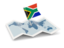 South Africa. Flag pin with map. Download icon.