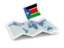 South Sudan. Flag pin with map. Download icon.