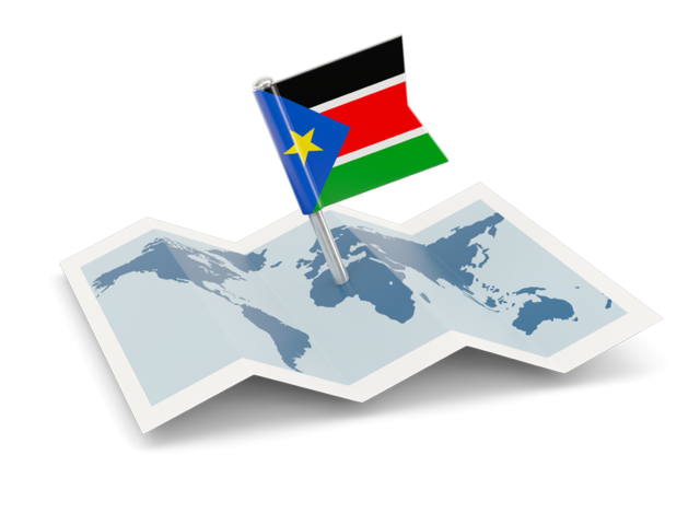 Флажок с картой. Скачать флаг. Южный Судан