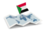 Sudan. Flag pin with map. Download icon.