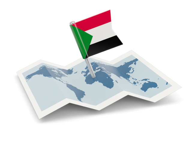 Флажок с картой. Скачать флаг. Судан