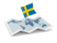 Sweden. Flag pin with map. Download icon.