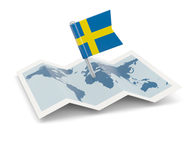 Флажок с картой. Скачать флаг. Швеция