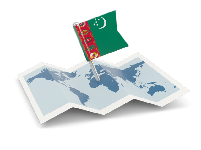 Flag pin with map. Download flag icon of Turkmenistan at PNG format