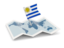Uruguay. Flag pin with map. Download icon.