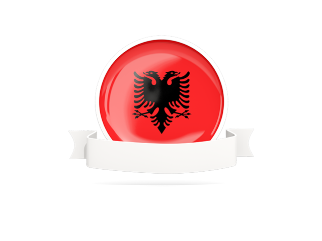 Флаг с белой лентой. Скачать флаг. Албания