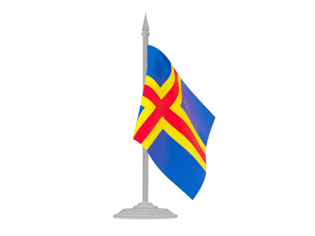 Flag with flagpole. Download flag icon of Aland Islands at PNG format