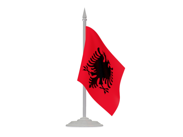 Флаг с флагштоком. Скачать флаг. Албания