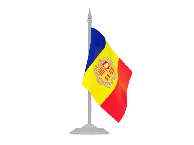 Flag with flagpole. Download flag icon of Andorra at PNG format