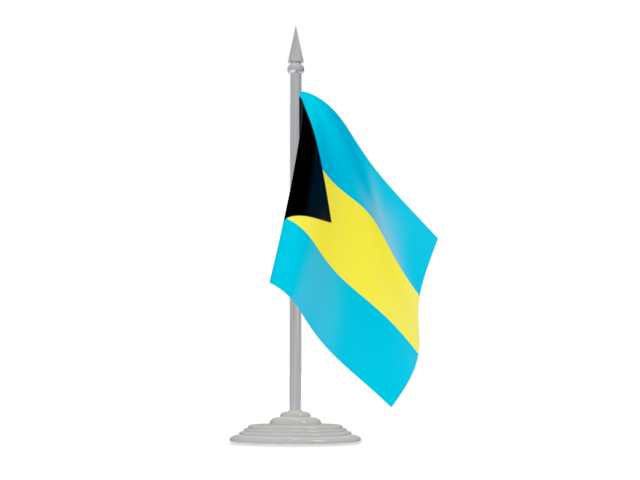 Флаг с флагштоком. Скачать флаг. Багамские Острова