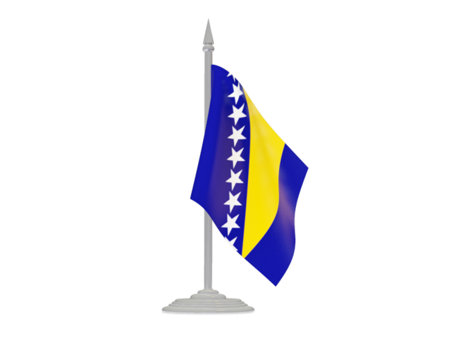 Флаг с флагштоком. Скачать флаг. Босния и Герцеговина