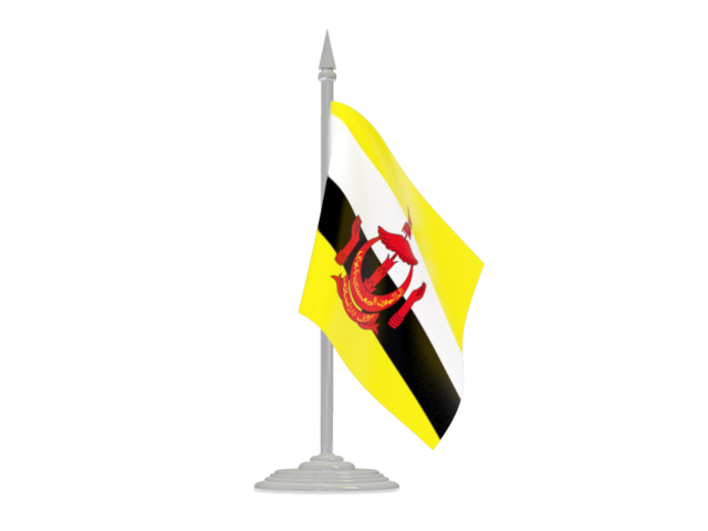 Флаг с флагштоком. Скачать флаг. Бруней