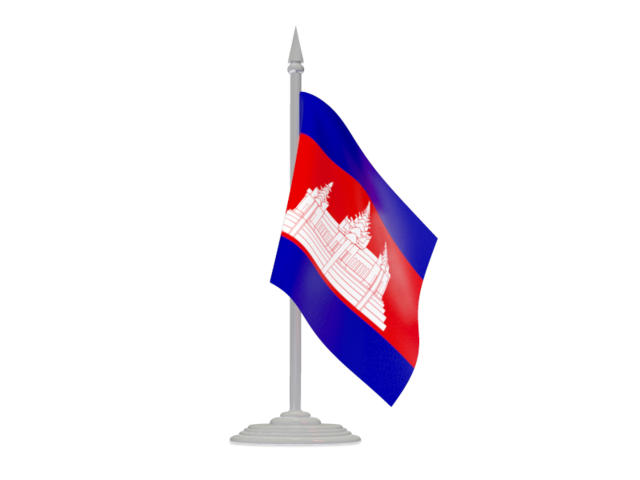Flag with flagpole. Illustration of flag of Cambodia