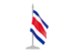 Costa Rica. Flag with flagpole. Download icon.