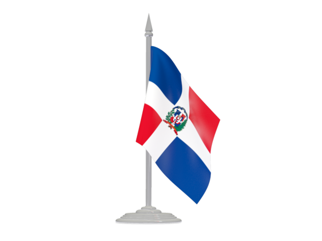 Флаг с флагштоком. Скачать флаг. Доминиканская Республика