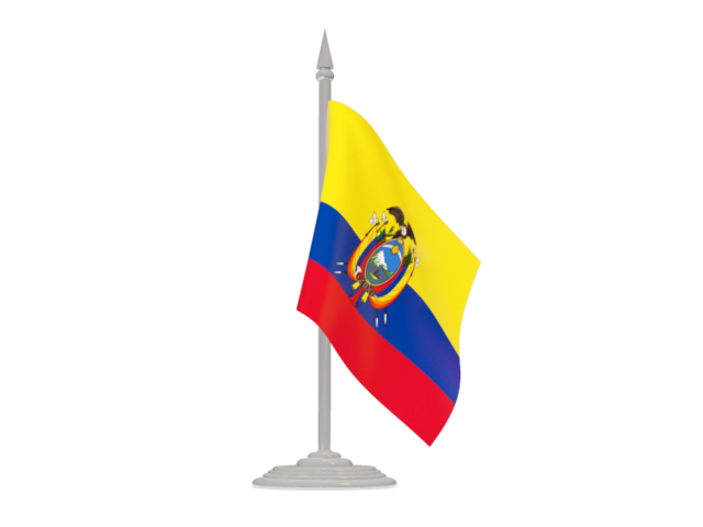 Флаг с флагштоком. Скачать флаг. Эквадор