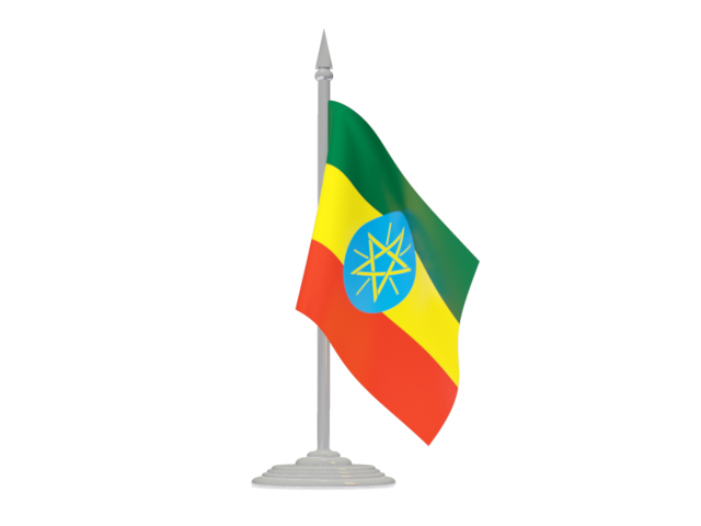 Флаг с флагштоком. Скачать флаг. Эфиопия