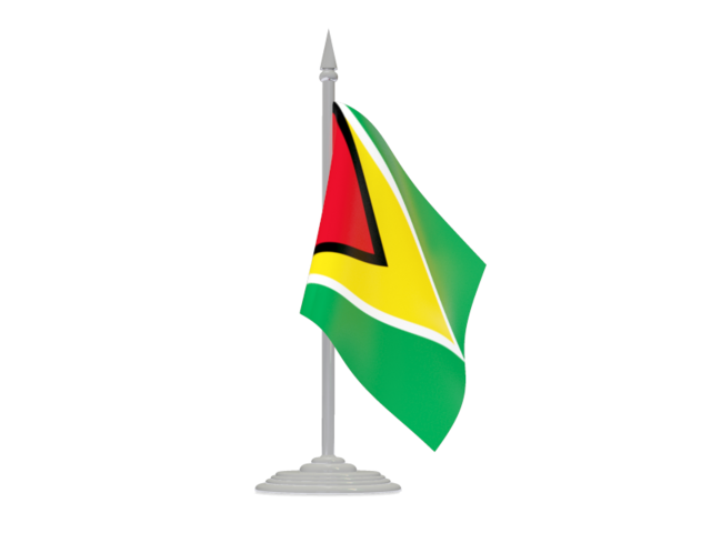 Флаг с флагштоком. Скачать флаг. Гайана