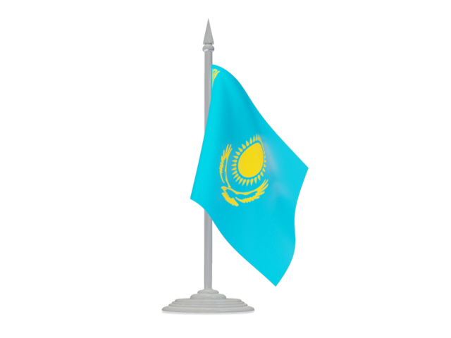 Флаг с флагштоком. Скачать флаг. Казахстан