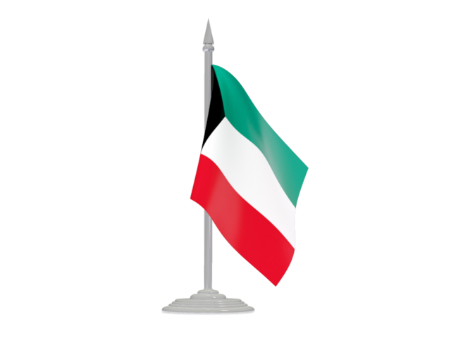 Флаг с флагштоком. Скачать флаг. Кувейт