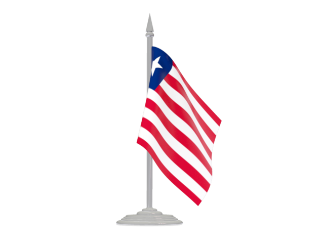 Флаг с флагштоком. Скачать флаг. Либерия