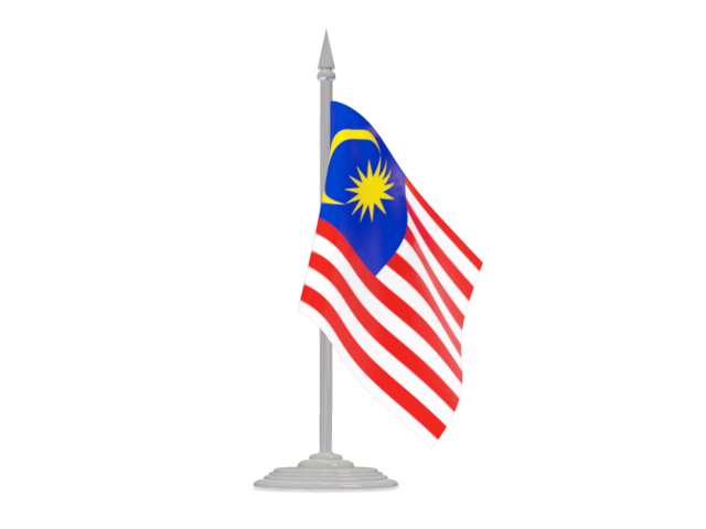 Flag with flagpole. Illustration of flag of Malaysia