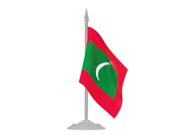 Флаг с флагштоком. Скачать флаг. Мальдивы