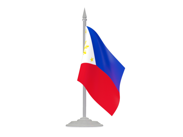 Flag with flagpole. Illustration of flag of Philippines