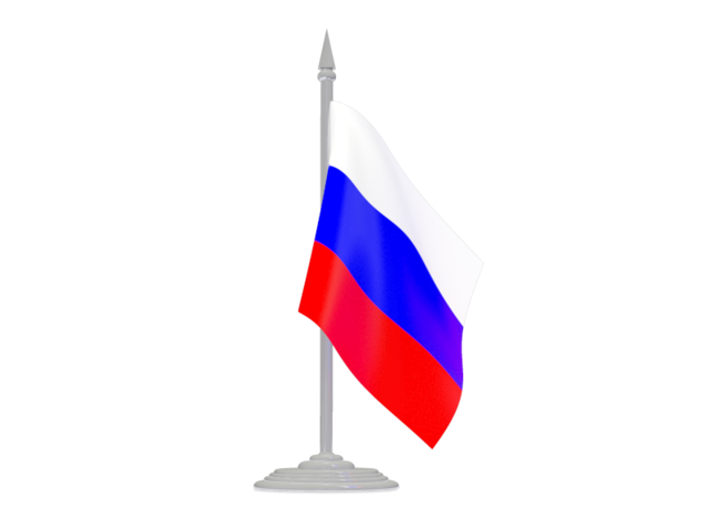 Flag with flagpole. Illustration of flag of Russia