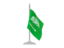 Saudi Arabia. Flag with flagpole. Download icon.