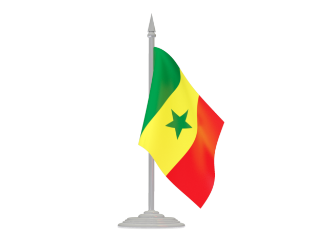 Флаг с флагштоком. Скачать флаг. Сенегал