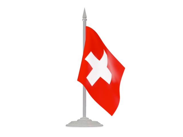 Флаг с флагштоком. Скачать флаг. Швейцария