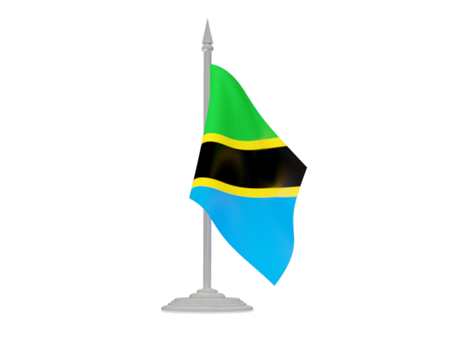Флаг с флагштоком. Скачать флаг. Танзания