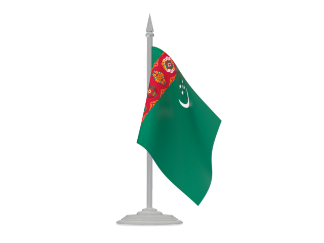 Flag with flagpole. Download flag icon of Turkmenistan at PNG format