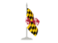 Flag of state of Maryland. Flag with flagpole. Download icon