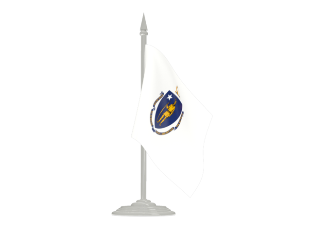 Flag with flagpole. Download flag icon of Massachusetts