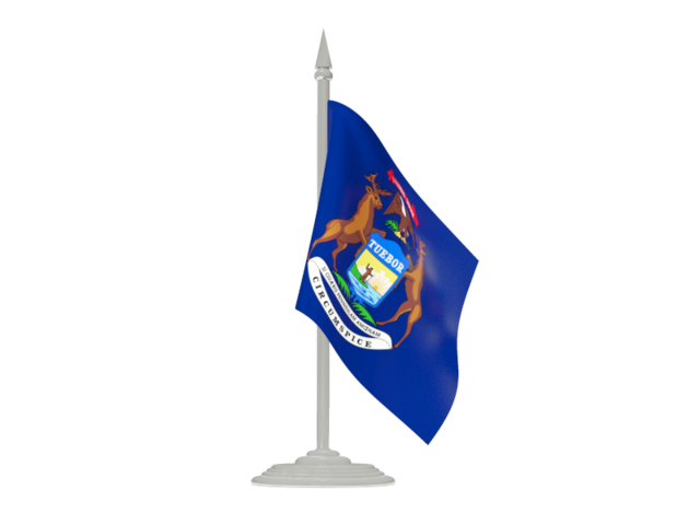 Flag with flagpole. Download flag icon of Michigan