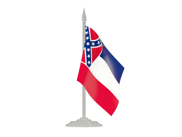 Flag with flagpole. Download flag icon of Mississippi