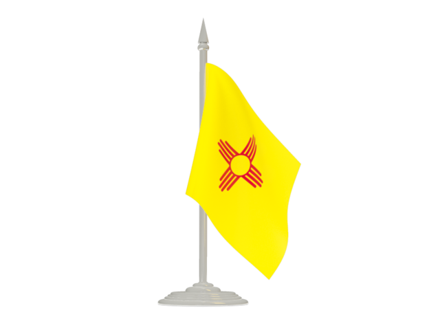 Flag with flagpole. Illustration of flag of New Mexico