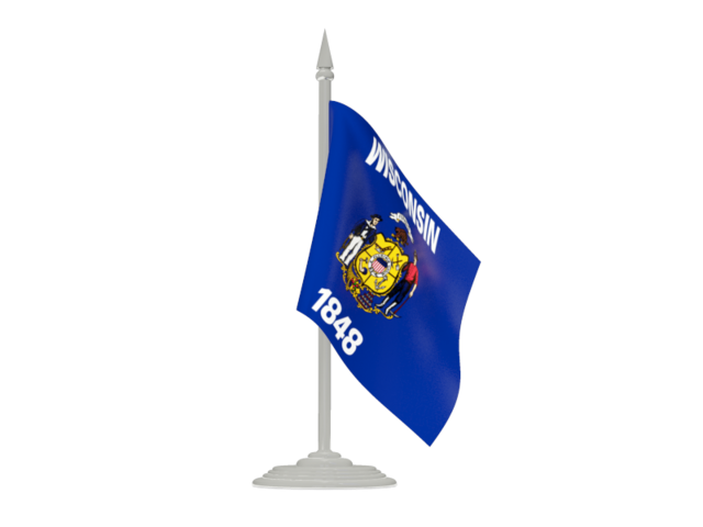 Flag with flagpole. Download flag icon of Wisconsin