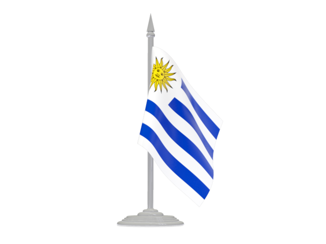 Флаг с флагштоком. Скачать флаг. Уругвай