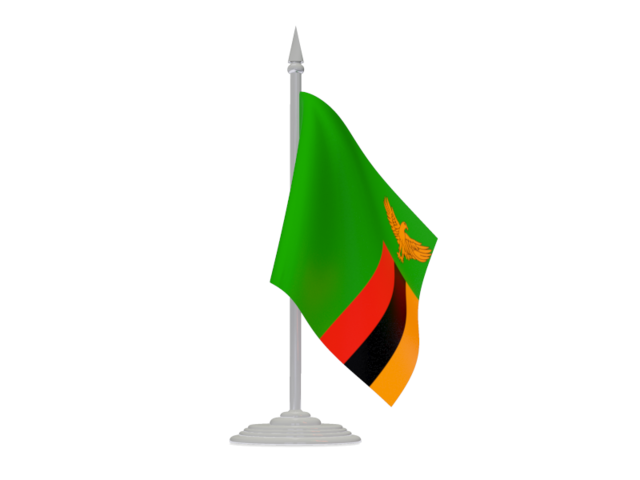 Флаг с флагштоком. Скачать флаг. Замбия