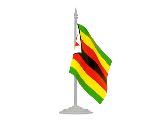 Флаг с флагштоком. Скачать флаг. Зимбабве