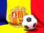 Andorra. Flag with football in front of it. Download icon.